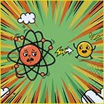 An atom being ionised.